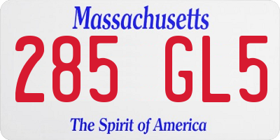MA license plate 285GL5