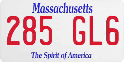 MA license plate 285GL6