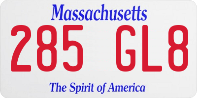MA license plate 285GL8