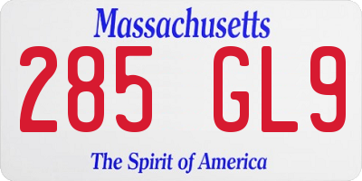 MA license plate 285GL9