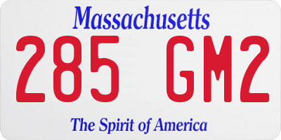 MA license plate 285GM2