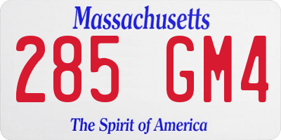 MA license plate 285GM4