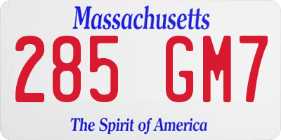 MA license plate 285GM7