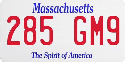 MA license plate 285GM9