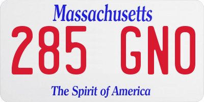 MA license plate 285GN0