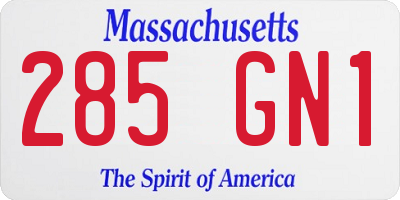 MA license plate 285GN1