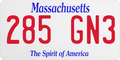 MA license plate 285GN3