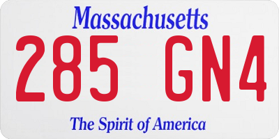 MA license plate 285GN4