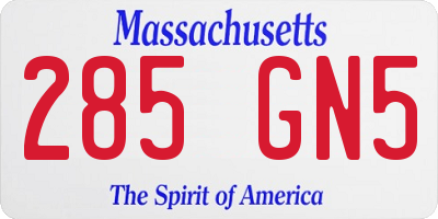MA license plate 285GN5