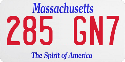 MA license plate 285GN7