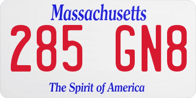 MA license plate 285GN8