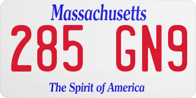 MA license plate 285GN9