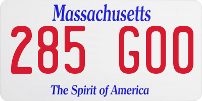 MA license plate 285GO0