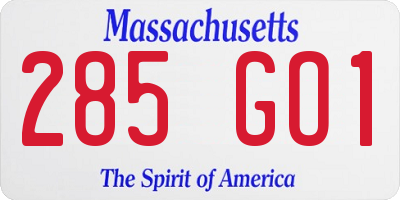 MA license plate 285GO1