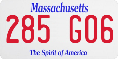 MA license plate 285GO6