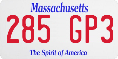 MA license plate 285GP3