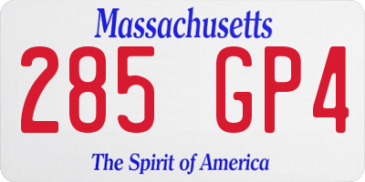 MA license plate 285GP4