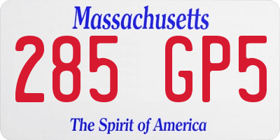 MA license plate 285GP5