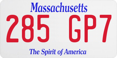 MA license plate 285GP7