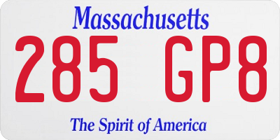 MA license plate 285GP8