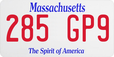 MA license plate 285GP9