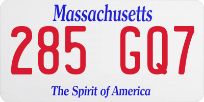 MA license plate 285GQ7