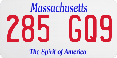 MA license plate 285GQ9