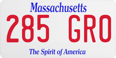 MA license plate 285GR0
