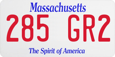 MA license plate 285GR2