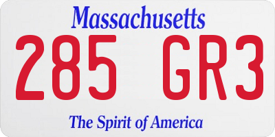MA license plate 285GR3