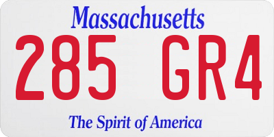 MA license plate 285GR4