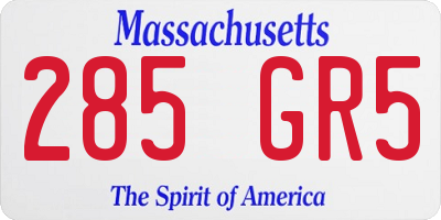 MA license plate 285GR5
