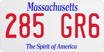 MA license plate 285GR6