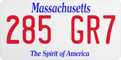 MA license plate 285GR7