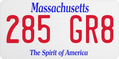 MA license plate 285GR8