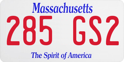 MA license plate 285GS2
