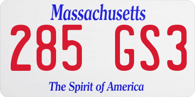 MA license plate 285GS3