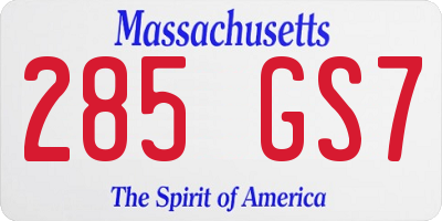 MA license plate 285GS7