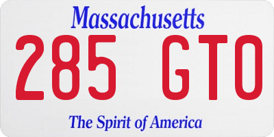 MA license plate 285GT0