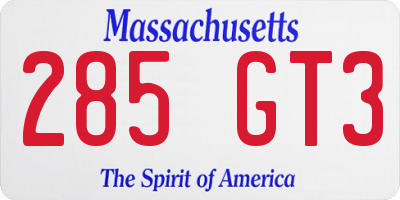 MA license plate 285GT3