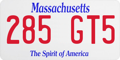 MA license plate 285GT5