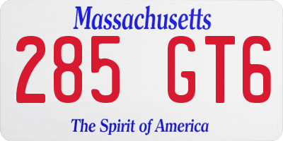 MA license plate 285GT6