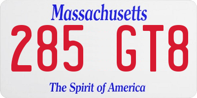 MA license plate 285GT8