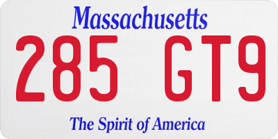 MA license plate 285GT9