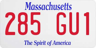 MA license plate 285GU1