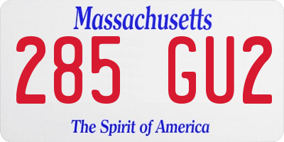 MA license plate 285GU2