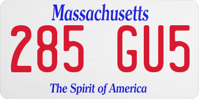 MA license plate 285GU5