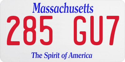 MA license plate 285GU7