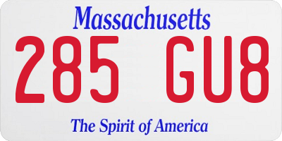 MA license plate 285GU8