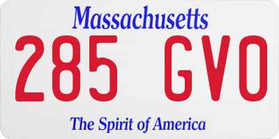 MA license plate 285GV0
